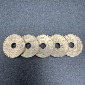 Lot Of 5 Spain Pesetas 1992 Vintage Juan Carlos Barcelona Coins Currency VGC